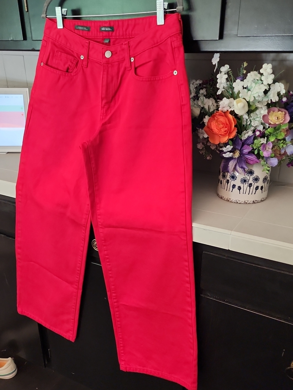 wild fable Vibrant Red Wide-Leg Low Rise Baggy Jeans 8r